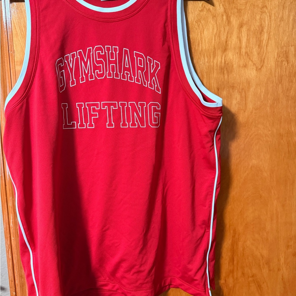 Gymshark Red Sleeveless Top with White Accents